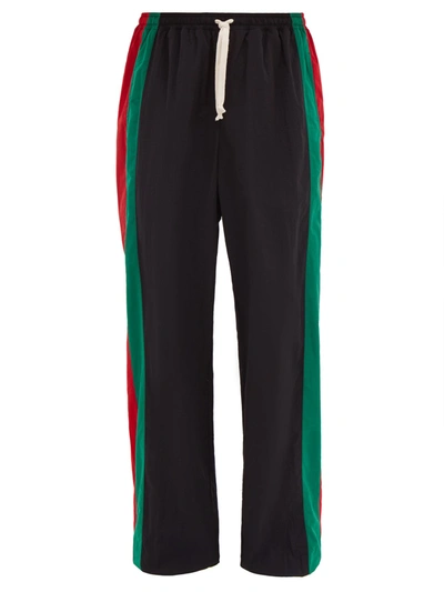 Gucci Web-stripe Cotton Track Pants In Black,green,red