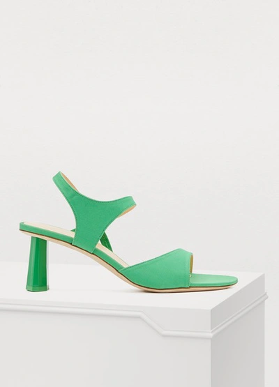 By Far Arden High-heeled Sandals In Green Grosgrain