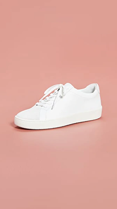Vince Janna Suede And Leather Sneakers In White