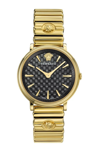 Versace V-circle Logomania Edition Watch, 38mm In Gold/ Black/ Gold