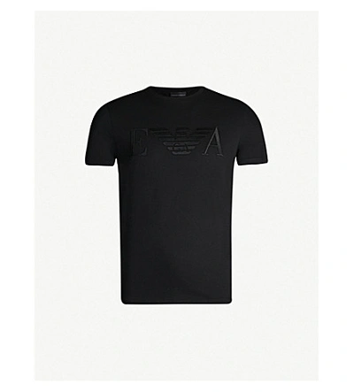 Emporio Armani Logo-print Cotton-jersey T-shirt In Black
