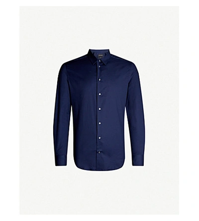 Emporio Armani Slim-fit Cotton-twill Shirt In Blue