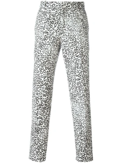 Alexander Mcqueen Leopard-print Slim-straight Pants, Black/white/gray
