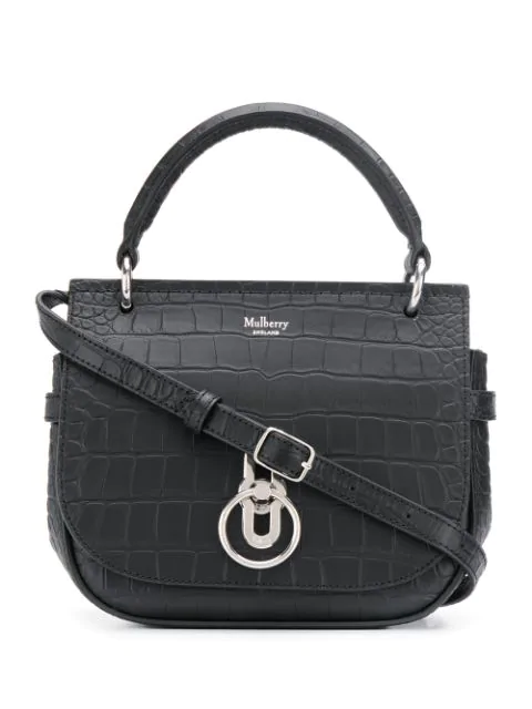 mulberry amberley black croc