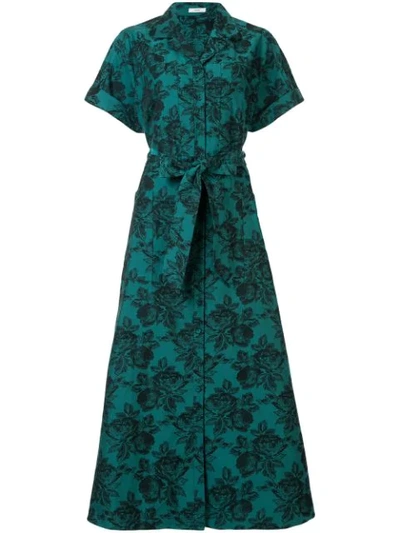 Erdem Cypress Belted Floral-jacquard Midi Shirtdress