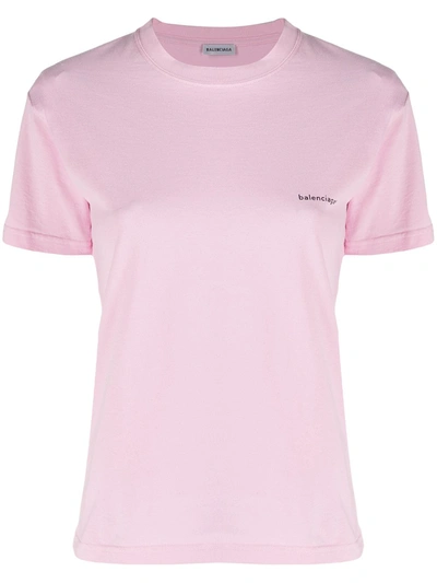 Balenciaga Printed Cotton-jersey T-shirt In Baby Pink