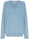Givenchy Cashmere-wool V-neck Side Zip Sweater In Skyblue
