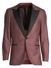 Isaia Men's Solid Single-breasted Wool, Silk & Linen Dinner Jacket In Red