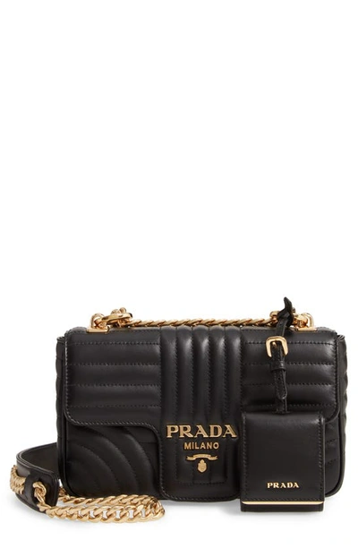 Prada Small Quilted Leather Shoulder Bag In Nero