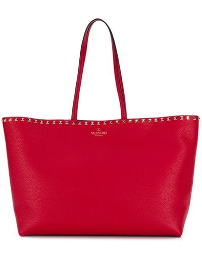 Valentino Garavani Garavani Rockstud Leather Tote In Red