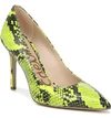 Sam Edelman Hazel Pointy Toe Pump In Neon Yellow Leather