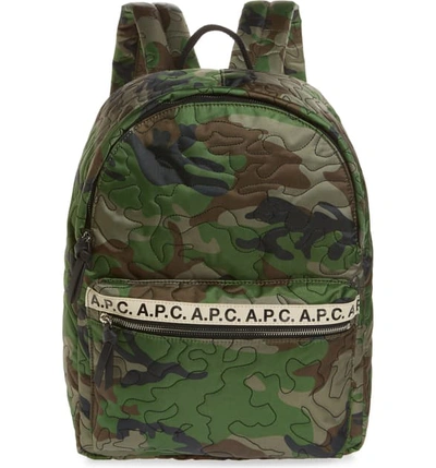 A.p.c. Sac A Dos Marc Nylon Backpack - Green In Jac Kaki Militaire