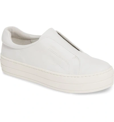Jslides Heidi Platform Slip-on Sneaker In White Leather
