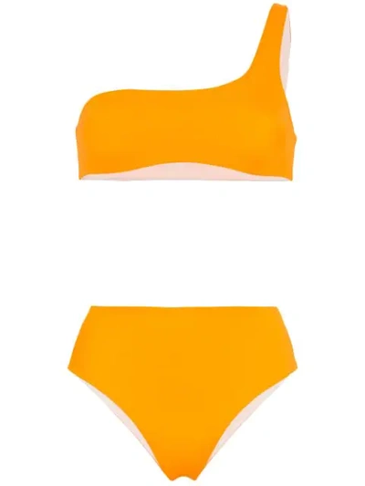 Solid & Striped Isabel One Shoulder Bikini In Orange