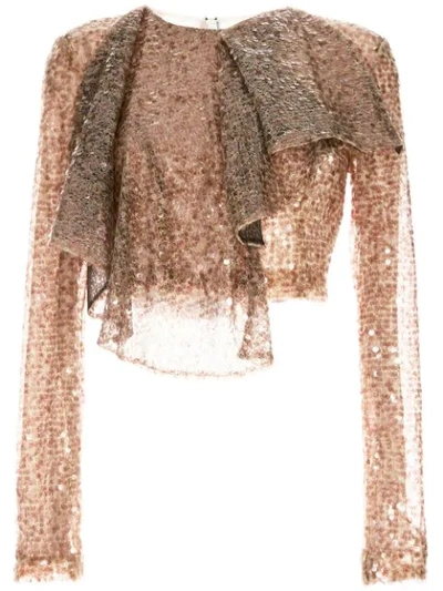 Walk Of Shame Cropped Sequined Top In Brown