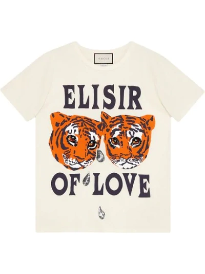 Gucci Oversize T-shirt With Tigers Print In White