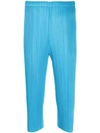 Issey Miyake Pleated Cropped Trousers In Blue