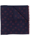 Alexander Mcqueen Skull Embroidered Scarf In Blue