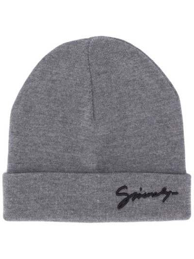 Givenchy Signature Logo Beanie In Grey