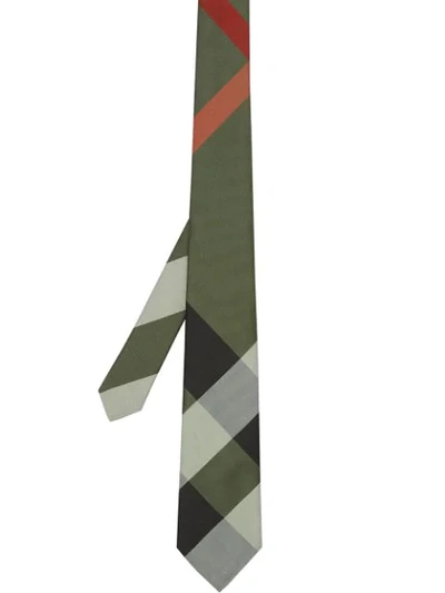 Burberry Modern Cut Oversized Check Silk Tie In Green