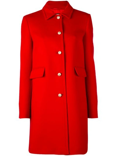 Gucci Single-breasted Wool Coat, Red In Black