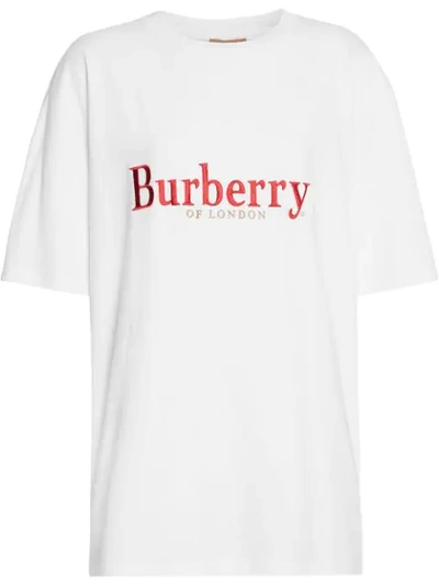 Burberry Oversized Logo Cotton Jersey T-shirt In White