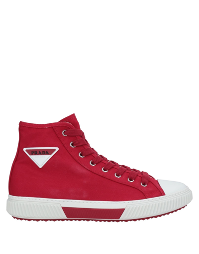 Prada Men's Shoes High Top Trainers Sneakers In Red
