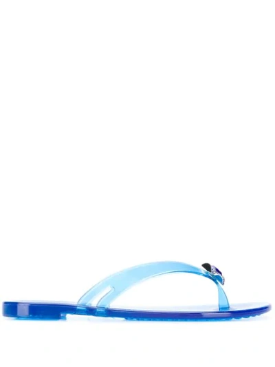 Casadei Crystal Embellished Sandals In Blue