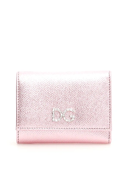 Dolce & Gabbana Crystal Dg Wallet In Pink