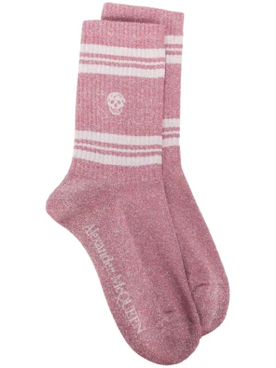 Alexander Mcqueen Skull Knitted Socks In Pink
