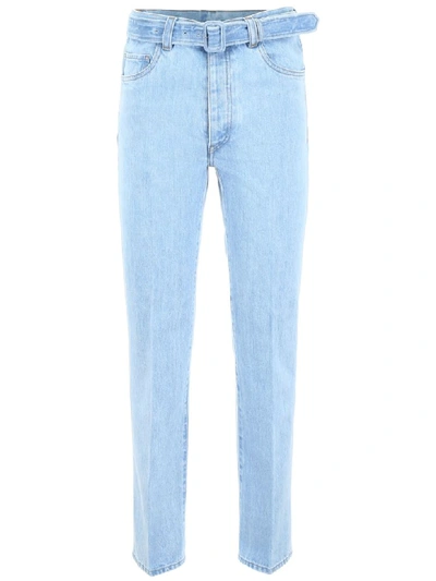 Prada Jeans With Belt In Sky (light Blue)