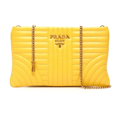 Prada Diagramme Clutch With Chain In Yellow