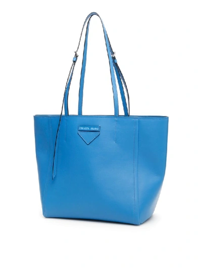 Prada Concept Shopper In Marea Nero (light Blue)