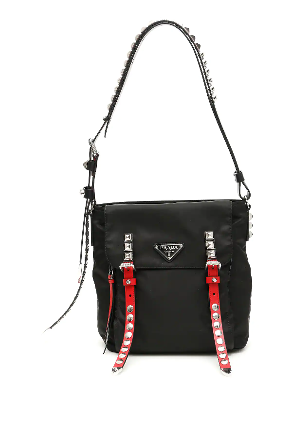 Prada Nylon Bucket Bag With Studs In Black,red,white ModeSens