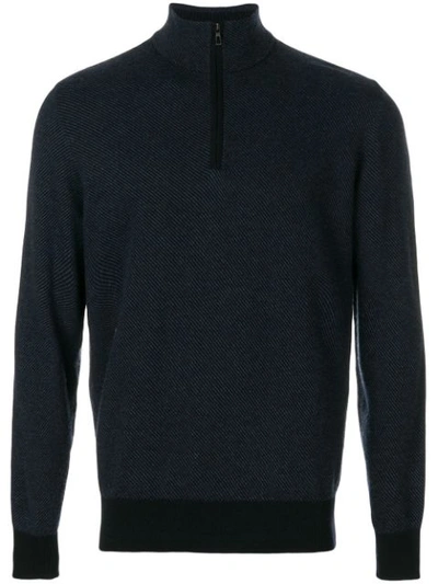 Loro Piana Cashmere Half-zip Jumper In Blue