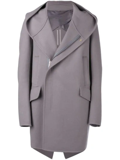 Rick Owens Hooded Slab Coat In Grey
