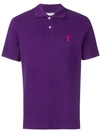 Ami Alexandre Mattiussi Short Sleeve Polo Shirt With Red Ami De Coeur Patch In Purple