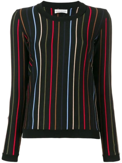 Sonia Rykiel Striped Knit Jumper In Black