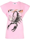 Msgm Scorpion Print T-shirt In Pink