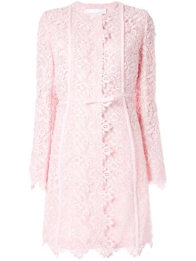 Giambattista Valli Floral Lace Midi Coat In Pink
