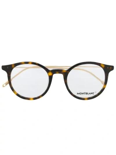 Montblanc Round Frame Glasses In 002 Brown