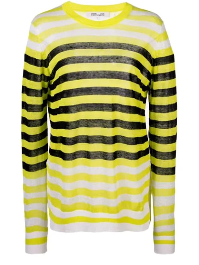 Diane Von Furstenberg Kayla Striped Crewneck Sweater In Yellow