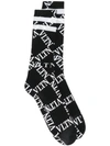 Valentino Logo Print Socks In Black