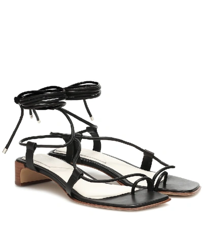 Rag & Bone Cindy Ankle-wrap Leather Toe-ring Sandals In Black