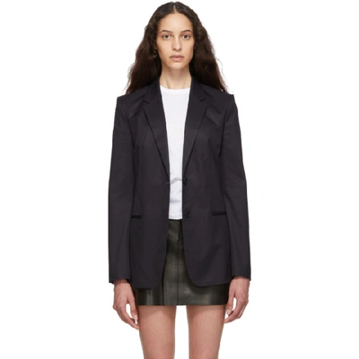 Helmut Lang Resin Cotton Twill Two-button Blazer In Ink