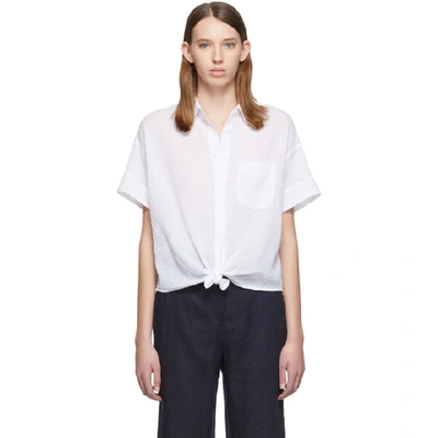 Rag & Bone Lenny Short-sleeve Button-down Tie-hem Shirt In White