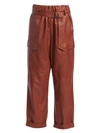 Brunello Cucinelli Relaxed-fit Belted Soft Leather Cargo Pants In Maple