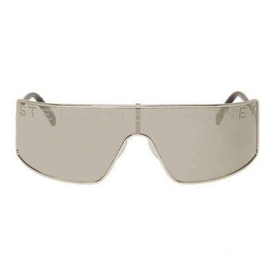 Stella Mccartney Silver Logo Shield Sunglasses In 002 Silver
