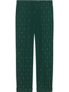 Gucci Interlocking G Stripe Wool Pant In Green