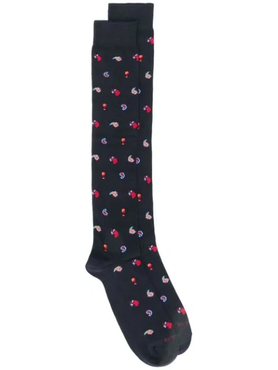 Etro Patterned Socks In 200 Navy